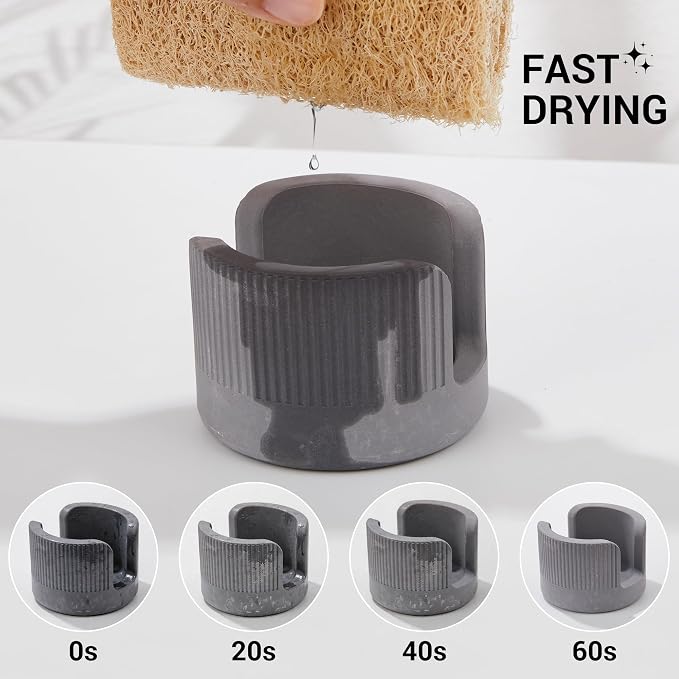 Quick Drying Diatomite Stone Sponge Holder, Compact Sponge Caddy - Image 3