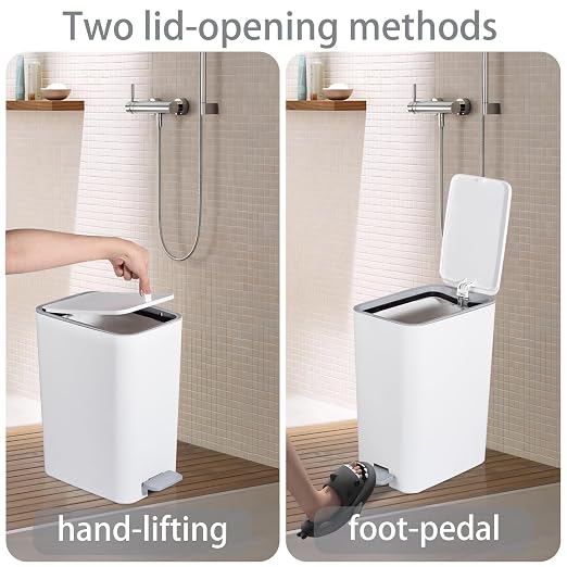 Small Bathroom Trash Can with Lid, 3.2 Gallon Slim Step Trash Can, Narrow - Image 3