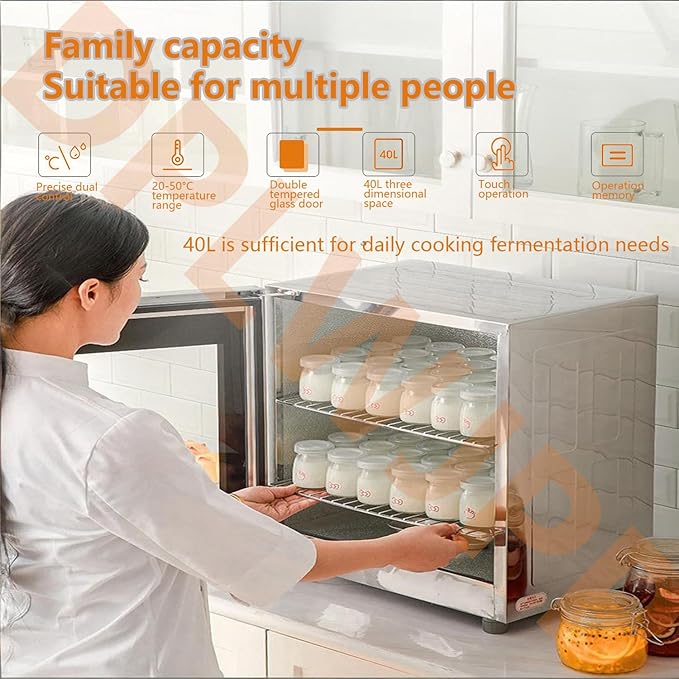Commercial-Grade 40l Electric Fermentation Chamber Bread Proofing Box Sour Dough Proofer with Dual-Layered Adjustable Proofer for Artisan Bread Baking Yogurt Culturing