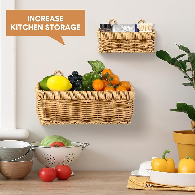 Tioncy 2 Pcs Woven Hanging Wall Baskets - Image 5