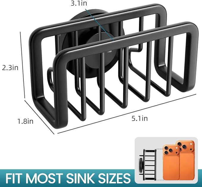 TAILI Black Sponge Holder for Kitchen Sink - Image 3