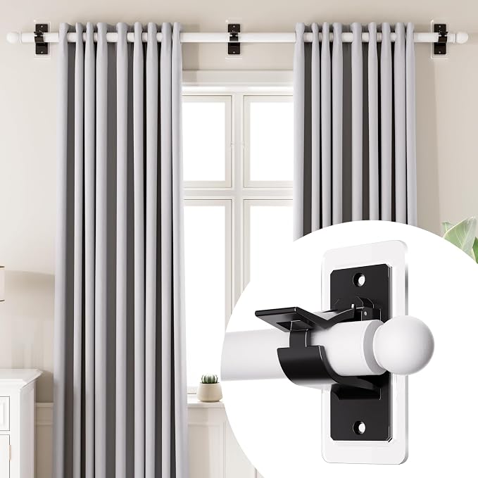 Antimbee 12-Pack Self Adhesive Rod Brackets, No Drill Needed Curtain Rod Holders - Image 3