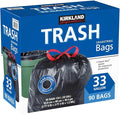 Kirkland Signature Carton is 100% recyclable 33 Gallon Black Drawstring Trash by KIRKLAND
