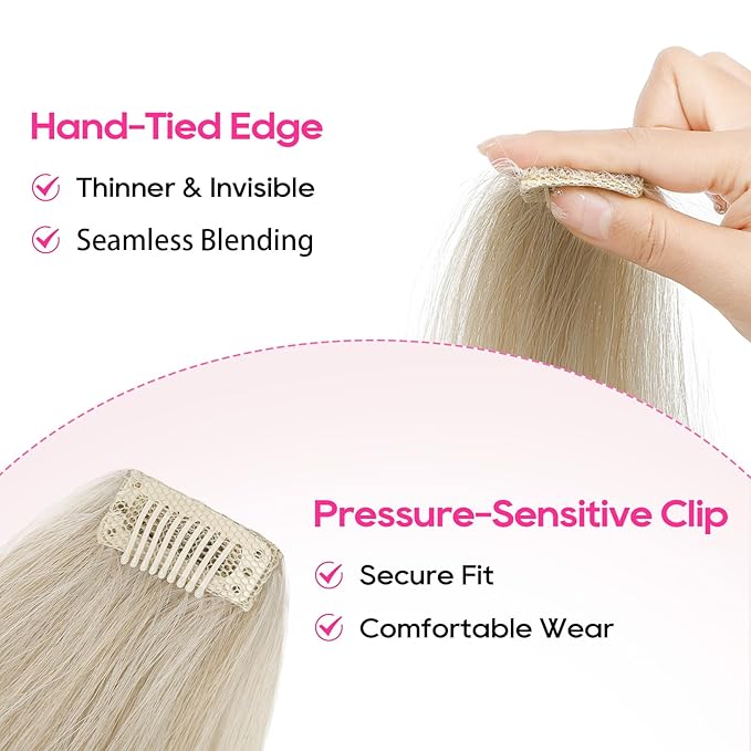 REECHO Clip in Hair Volumizer, Short Thick Clip in Hairpieces Adding Extra Hair Volume Extensions for Women with Thin Fine (Ash Blonde, 8 Inch(Pack of 2))
