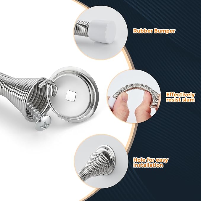 Ravinte Door Stoppers, 24 Pack Satin Nickel Spring Door Stops | Stoppers - Image 4