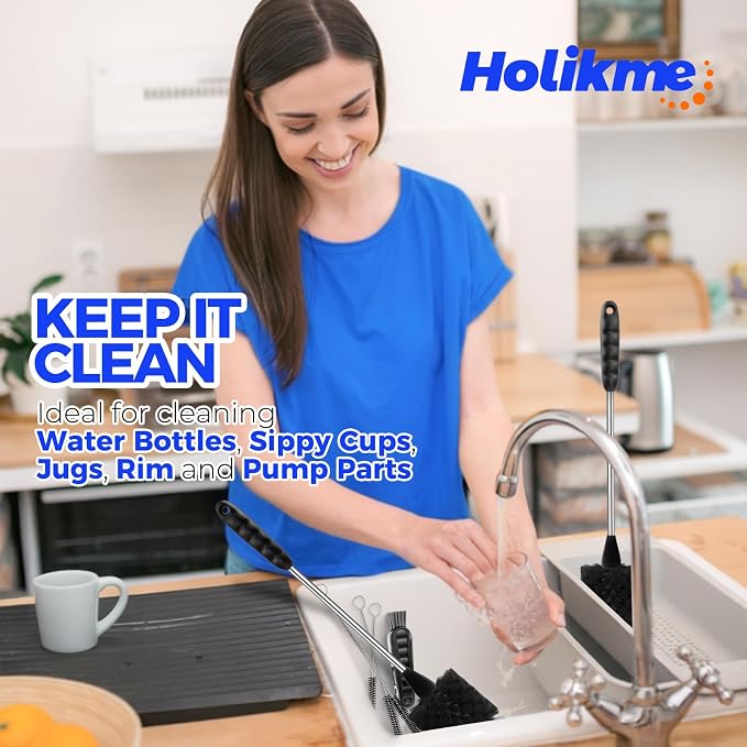 Holikme 12 Pack Bottle Brush Set, 3 Straw Brushes, Bottle Cleaning Brush - Image 7