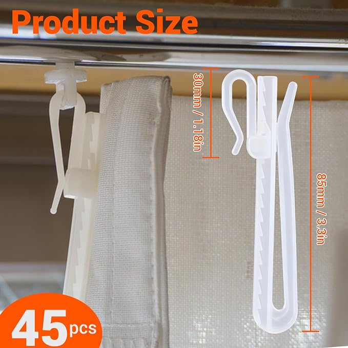Plastic Curtain Hooks, Adjustable Pinch Pleat Hooks, Ratchet System Pinch Pleat - Image 2