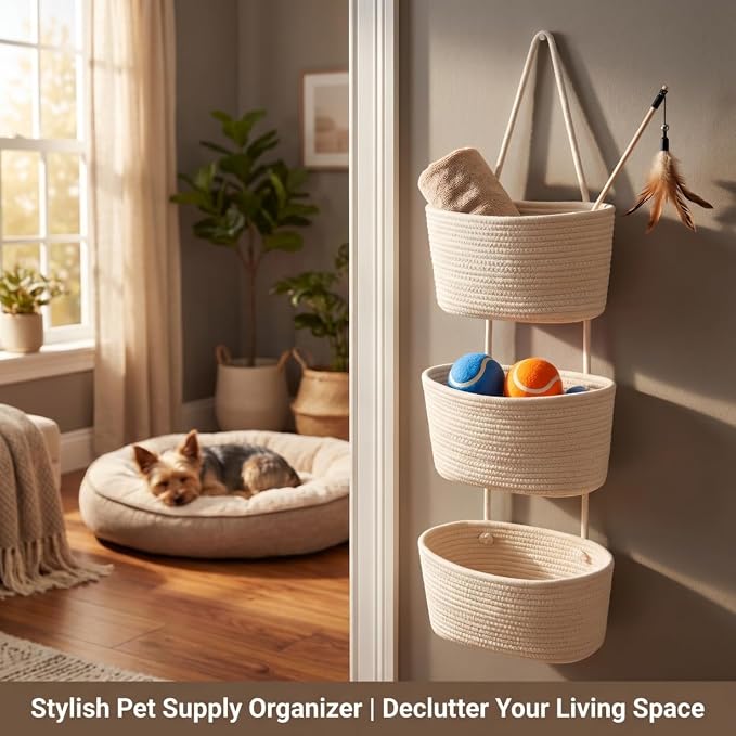Over the Door Basket Organizer, 3 Tier Hanging Basket - Image 8