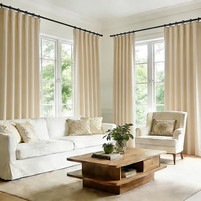 Room Divider Blackout Curtain Track Curtains Wall Dividers Panels Screen for Living Rooms Bedroom Office Privacy Partition Separation, W52 × L84 Inch,1 Panel, Beige