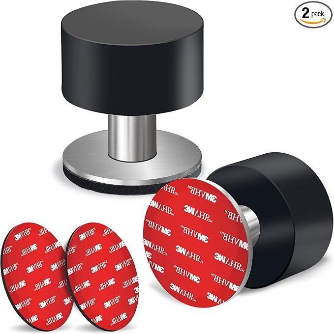 2 Pack Door Stoppers Stop with Extra Stickers, Self-Adhesive Door Stops with by WellFactor