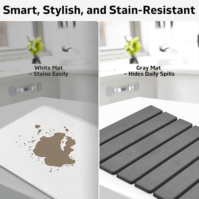 Large Stone Dish Drying Mat for Kitchen Counter – 24"×16 " Foldable Super - Image 5