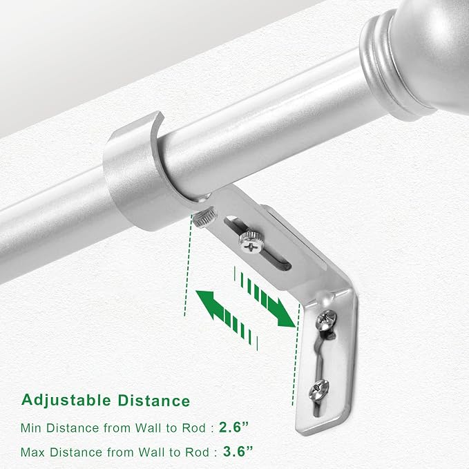 LLPJS Curtain Rod Bracket Adjustable, Drapery Rod Holder Hooks Support Hangers - Image 2