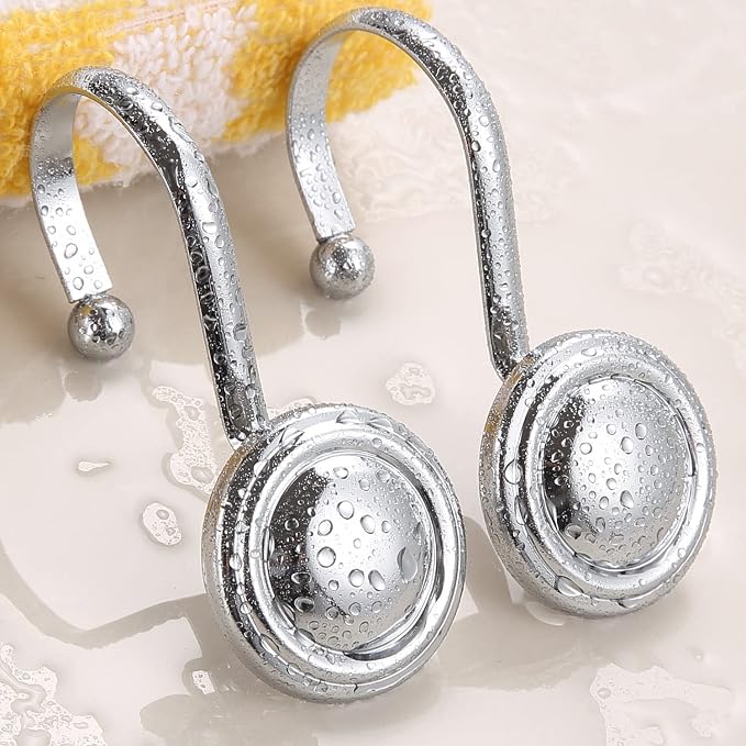 CHICTIE Chrome Shower Curtain Hooks Rings, Decorative Silver Shower Hook - Image 5