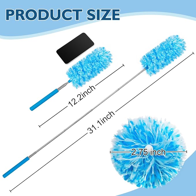 MAVRIZ 12 pcs Microfiber Extendable Duster, Washable & Reusable Duster - Image 3