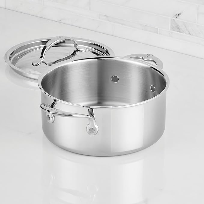 Hestan ProBond Luxe 3-Quart Soup Pot with Lid, Professional Clad Stainless Steel, ProCore Tri-Ply Clad Construction, Polished Exterior, Induction & Oven Safe