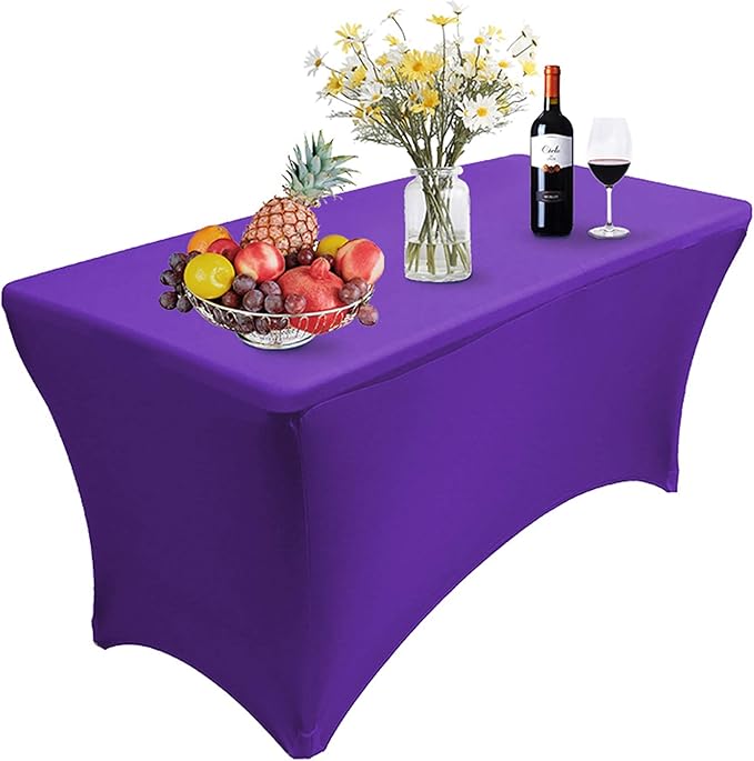 RELIANCER 1 Pack Stretch Spandex Table Covers for Rectangular Tables,6FT Elastic Fitted Tablecloth,Universal Rectangular Table Cloth Protector for Outdoor Party,Wedding,Bar,Birthday,Banquet,Events