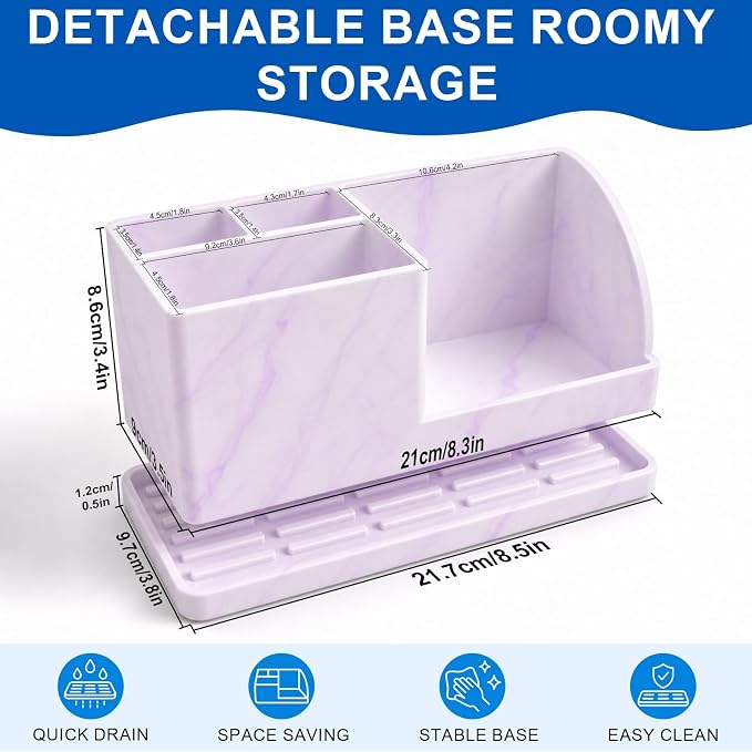 Bathroom Toothbrush Holders, 4 Slots Silicone Counter Organizer Storage - Image 2