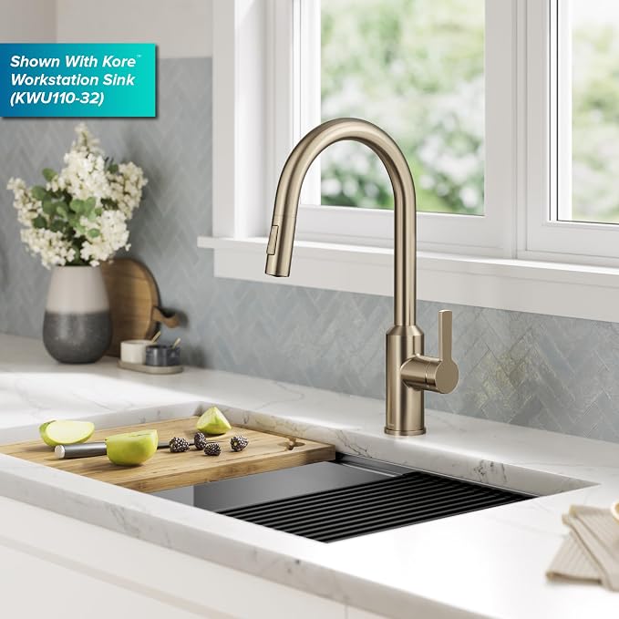 KRAUS Champagne Bronze Touchless Pull Down Faucet KSF-2830SFACB | Motion-sensor - Image 3
