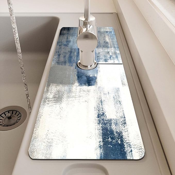 MCALK Blue Kitchen Sink Faucet Mat Splash Guard, Absorbent Quick-Dry Kitchen - Image 7