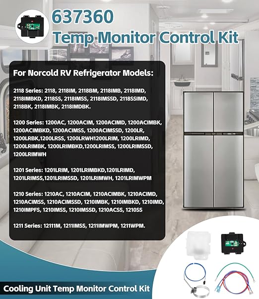 637360 Temp Monitor Control Kit Compatible with Norcold 2118,1200,1201, 1210,1211 Series RV Refrigerator Cooling Unit Temperature Monitor Control Kit, Replace #634677 637360