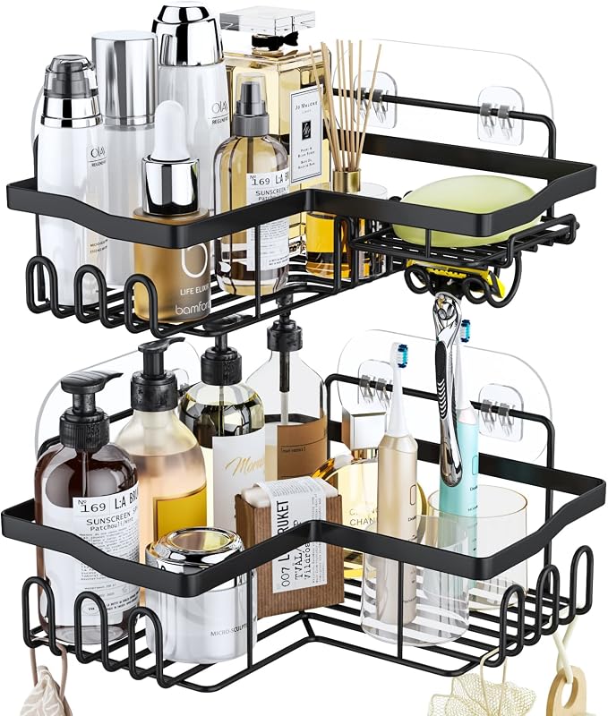 Corner Shower Caddy with Soap Holder, 2 Pack Stainless Steel Corner Shower by SwtyMiki-TidyHomeSweetLife