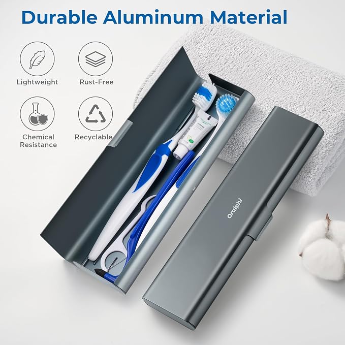 Wider Aluminum Toothbrush Travel Case, Portable Travel Toothbrush Holder - Image 2