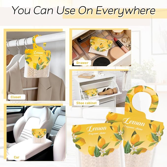 18 Pack Lemon Scented Sachets for Drawer and Closet, Car Air Fresheners - Image 4