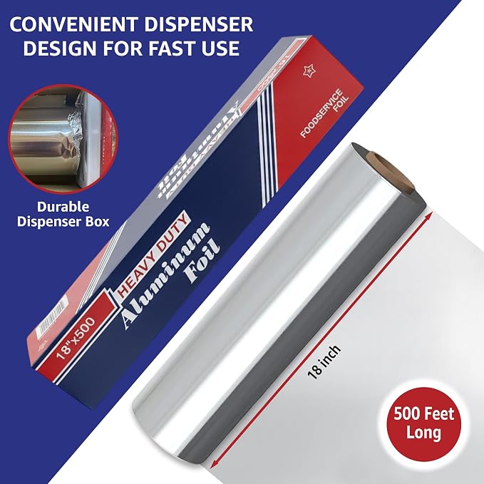 18" x 500' Heavy Duty Commercial Grade Food Safe Aluminum Foil Roll - Image 4