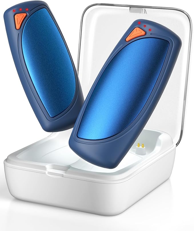 Hand Warmers Rechargeable with Charge Case, 2 Packs 14,000mAh Electric Hand Warmer Battery Powered Dual Sided Reusable Long Battery Life Portable Pocket Heater Gifts for Men Women Golf, Hunting Gear