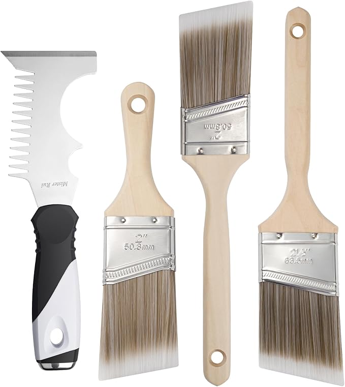 Mister Rui Angled Paint Brush 4 Pieces Set, by MisterRui