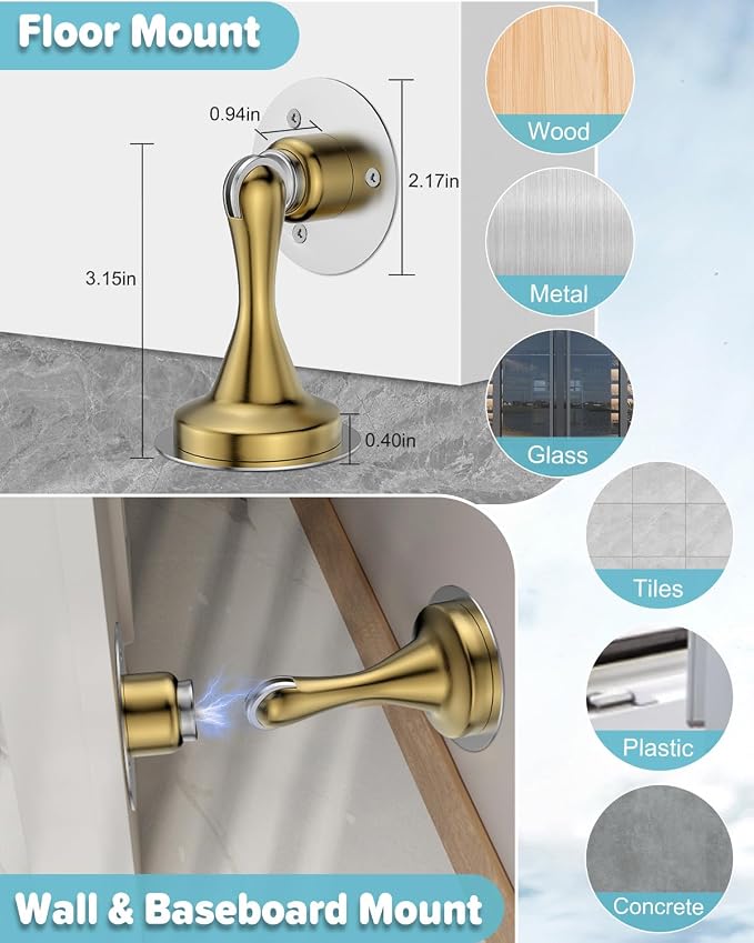 Magnetic Door Catch Stainless Steel Door Stoppers Magnetic Doorstop 6 Pack | - Image 2