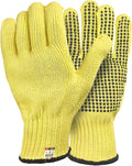 Heat Cut Resistant Gloves,Aramid leather Oven Gloves with Fingers,Heat Resistant Up to 550°F, Thick Knit Grill Mitts (silicone beads, Small)
