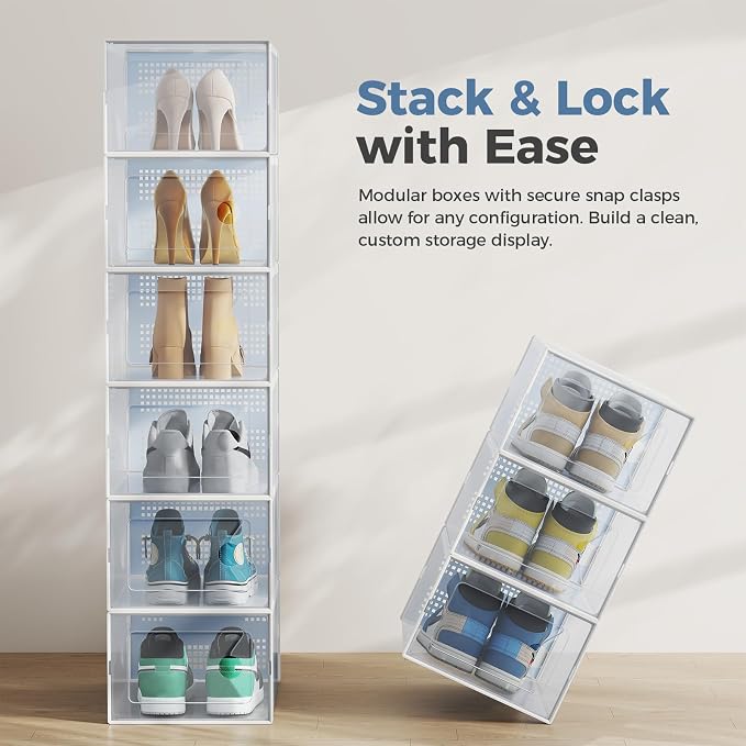DUMOS Shoe Storage Boxes, Display Sneaker Case Organizer - Image 4