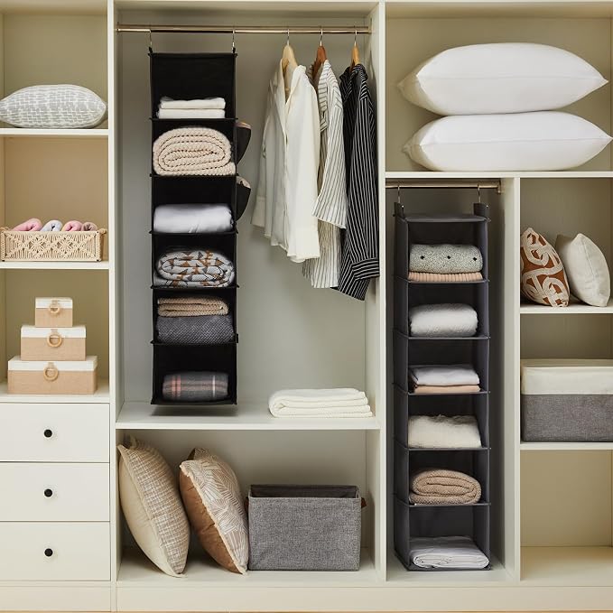 YOUDENOVA Hanging Closet Organizer and Storage, 2 Packs, 2 Side Pockets - Image 2