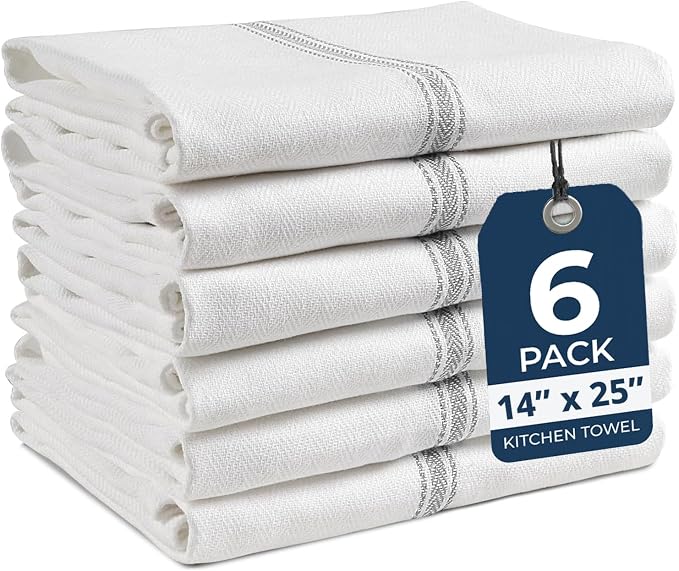 LANE LINEN Hand Towels for Kitchen 100% Cotton Absorbent Lint-Free 6 Pack by LaneLinen