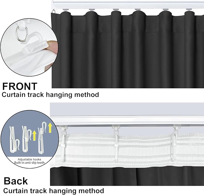 Room Divider Curtains, Blackout Ceiling Track Curtains with Hooks Wall Dividers for Bedroom Living Room Separation Office Privacy Partition, Noise Reduction, W100 × L84 Inch,1 Panel, Grey