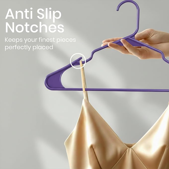 Utopia Home Plastic Hangers 50 Pack – Space Saving Clothes Hanger Purple | - Image 3