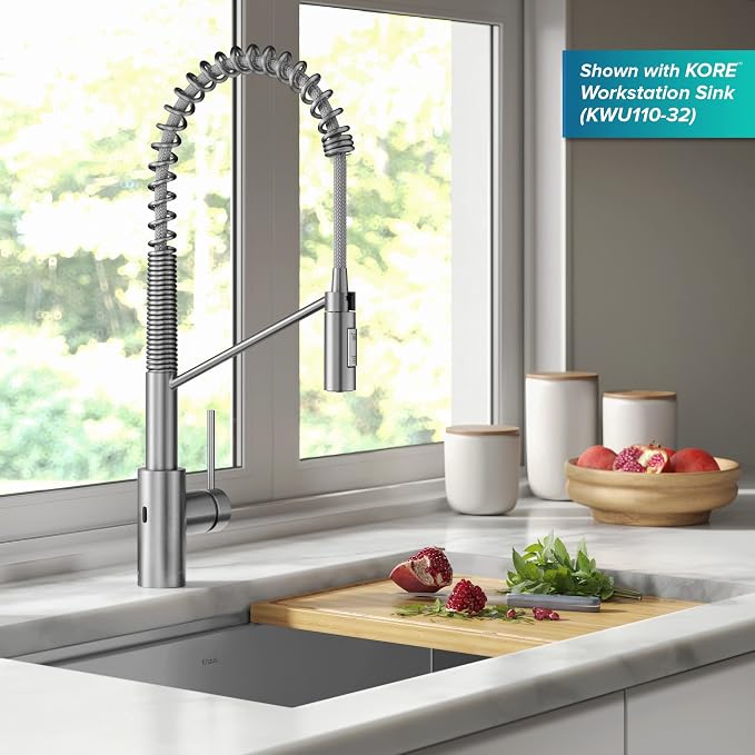 KRAUS Stainless Steel 21 in Touchless Pull Down Faucet KSF-2631SFS | QuickDock - Image 4