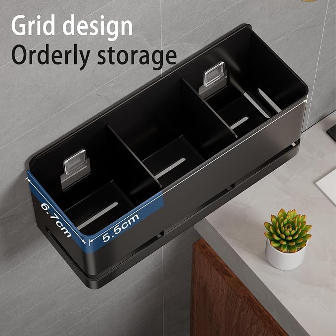 Electric Toothbrush Holder, Toothbrush Holders wall Mounted，3 Slot | Aluminum - Image 4