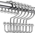 Shower Curtain Hooks, Free Sliding Double Shower Hooks by Cerpourt