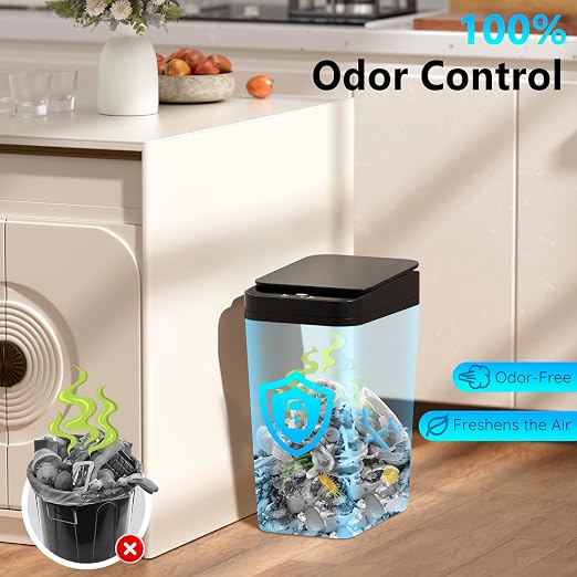 Bathroom Small Trash Can with Lid, Automatic Garbage Can, 2.6 Gallon | 3 Pack - Image 6