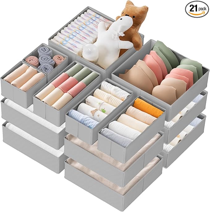 Drawer Organizer Clothes, 21 Pack Dresser Organizer by Criusia
