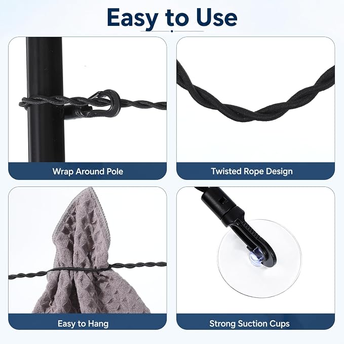 2 Pack Travel Clothesline, Portable Clothes Line Black Retractable Clothesline - Image 7