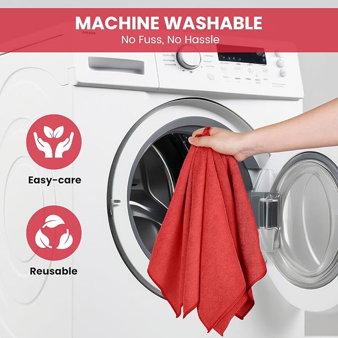 SIFANGKE Microfiber Cleaning Cloth, 12 Pack Red Cleaning Rags - Image 7