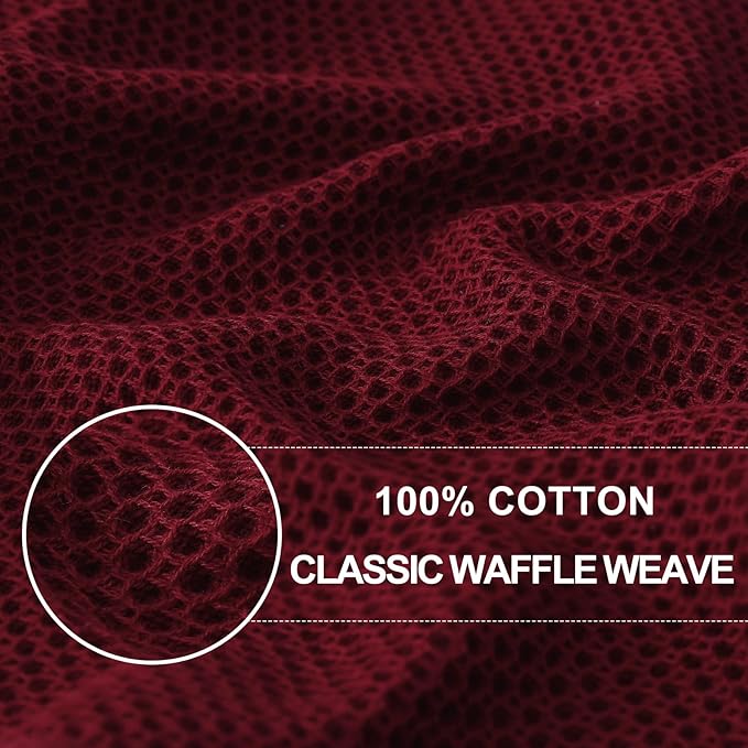 Homaxy 100% Cotton Waffle Weave Kitchen Dish Cloths 8-Pack, Burgundy | 12 x 12 - Image 2