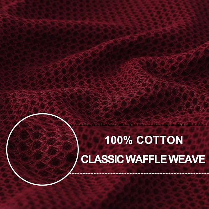 Homaxy 100% Cotton Waffle Weave Kitchen Dish Cloths 6-Pack, Burgundy | 12 x 12 - Image 2