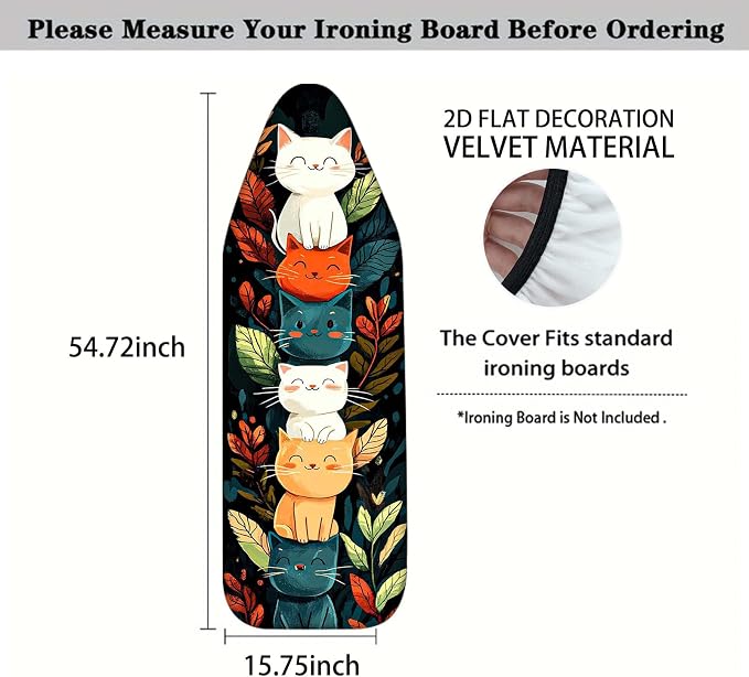 Nuxovilar Stacked Cats Leaves Ironing Board Cover 15x54 Polyester - Image 4