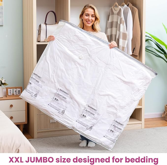 TAILI Vacuum Storage Bags 8 Pack, XXL Jumbo Size 47x39 Inch, Cream | XXL Large - Image 2