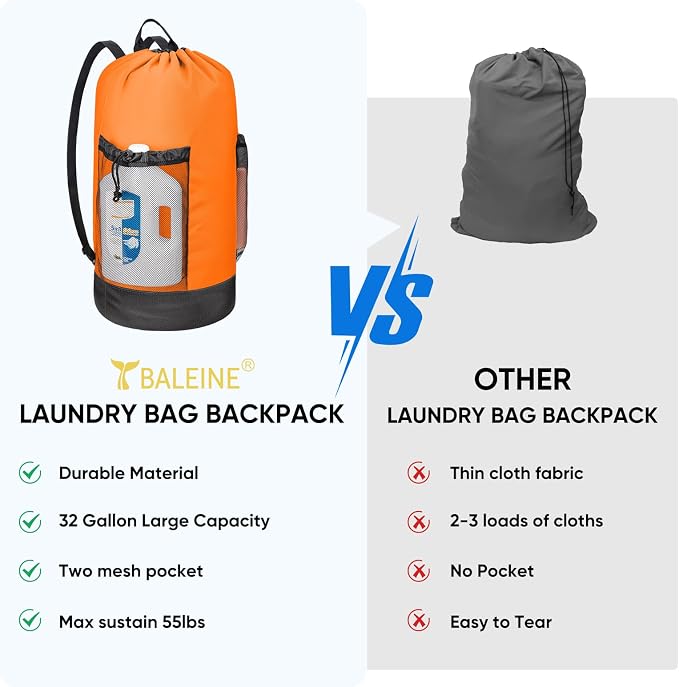 BALEINE 150L Laundry Bag Backpack, 900D Oxford Fabric Large Travel Laundry Bags - Image 6
