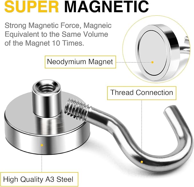DIYMAG Magnetic Hooks, 170lbs Heavy Duty Magnets - Image 4